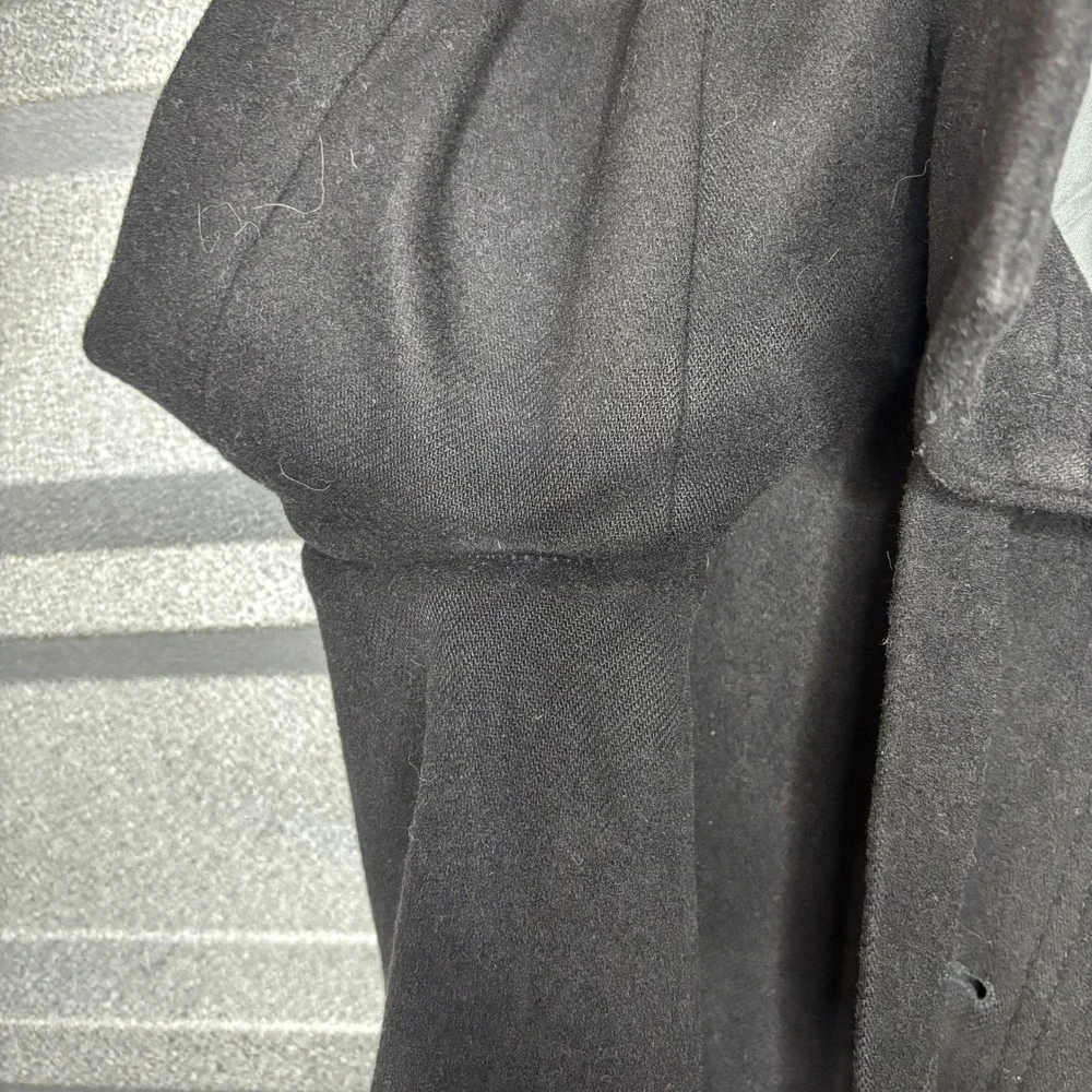 J Crew Mens Black Wool Blend Button Up Funnel Neck Coat **NO SIZE**